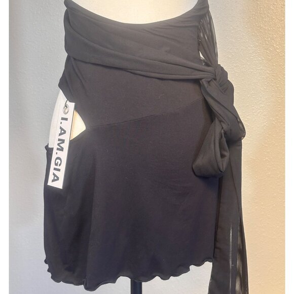 I.A.M.GIA Cecelia Black Halter Mini Dress S Side Slits Feminine Whimsy Grunge - Picture 7 of 12